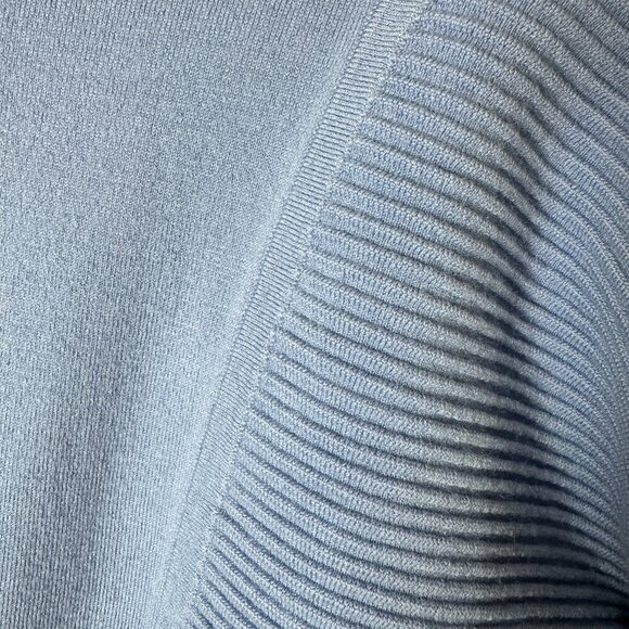 ARMANI EXCHANGE Blue Boxy Mixed Texture Zip Back Sweater Size Small - Picture 7 of 7